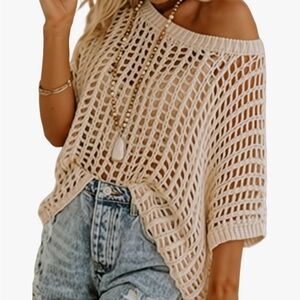 Chic Off-the-Shoulder Knit Sweater in Cream